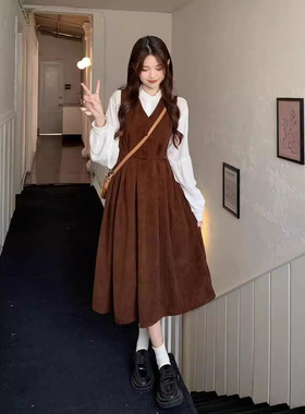 初秋季连衣裙背带两件套日系学院风套装裙子女秋冬2025年新款