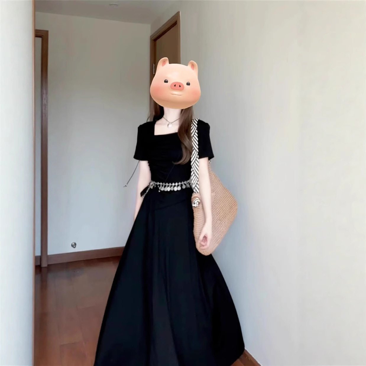 2025新款小个子慵懒风灰色连衣裙子女夏季法式感穿搭长裙套装