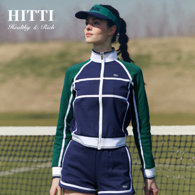Hitti新款网球高尔夫运动套装拼接撞色休闲修身套装