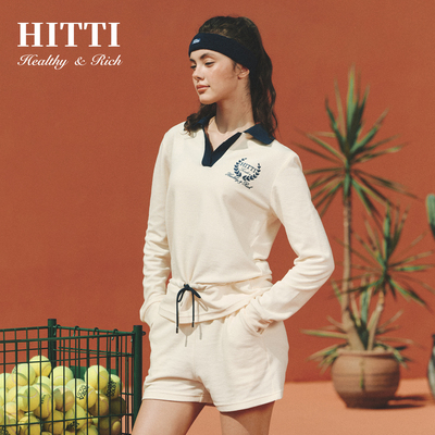 Hitti2025秋款复古翻领网球高尔夫宽松毛圈布运动老钱风