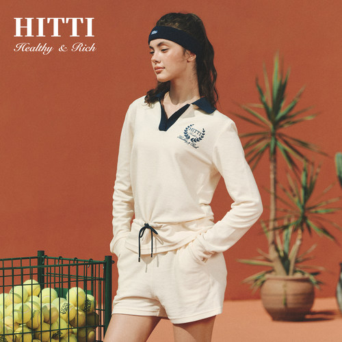 Hitti2025秋款复古翻领网球高尔夫宽松毛圈布运动老钱风