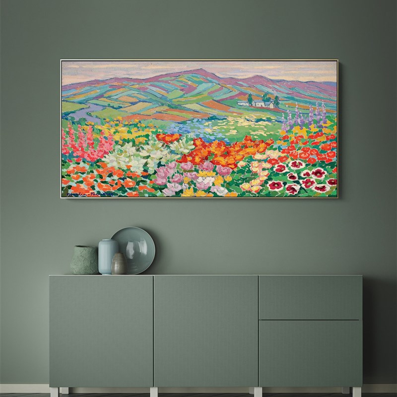 彩色山脉书桌椅子欧式小众小清新客厅玄关装饰画卧室壁画花卉挂画