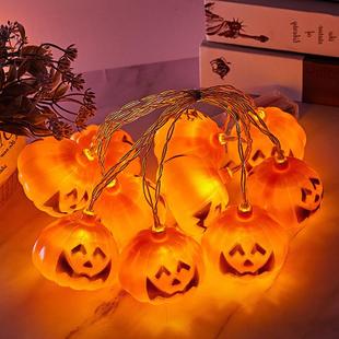 道具发光彩灯装 万圣节南瓜灯新款 饰小灯幽灵酒吧派对恐怖节日灯串
