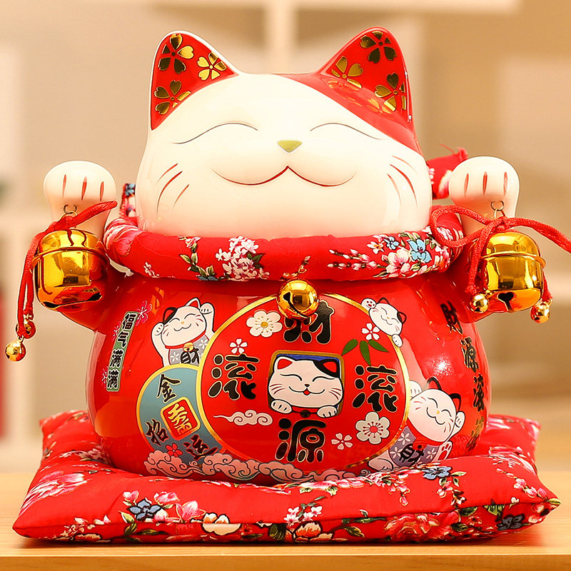 陶瓷自动招手招财猫新年红运存钱罐店铺开业礼物