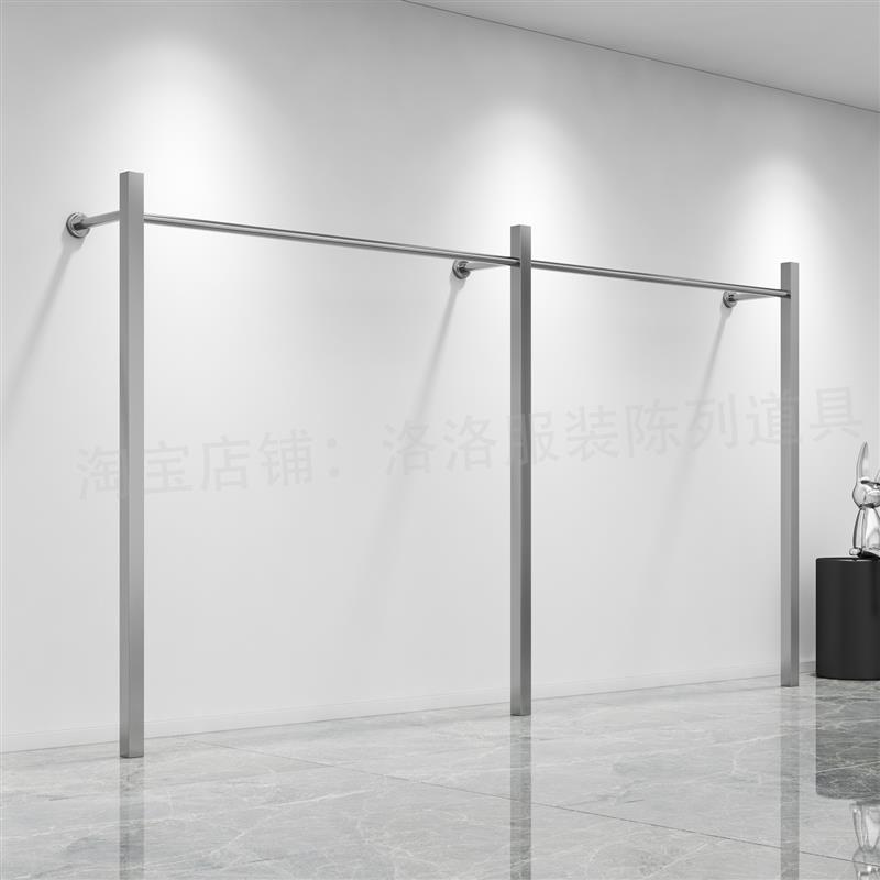轻奢女装店服装店落地壁挂式展示陈列货架上墙专用不锈钢婚纱衣架