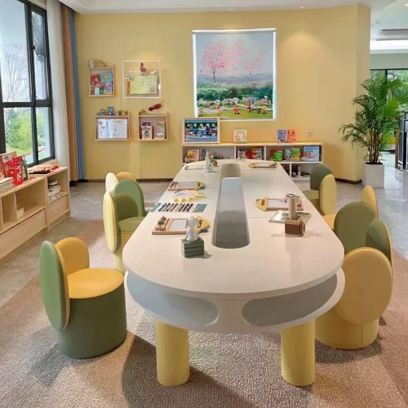 样品屋展示中心幼儿园纯实木儿童桌椅组合架空层早教中心娱乐区手