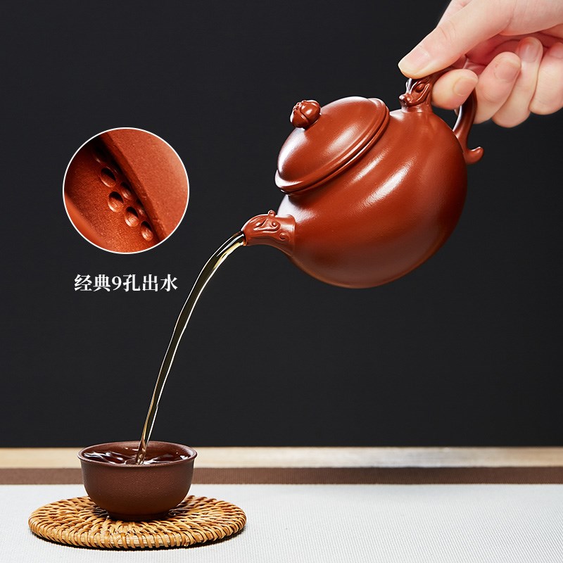 宜兴紫砂壶纯全手工名家正宗龙凤呈祥莲子泡茶壶单壶家用紫沙茶具
