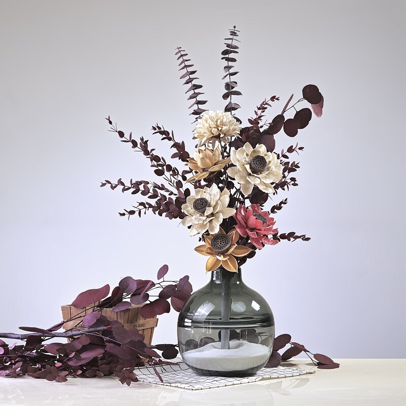 莲蓬荷花干花真花装饰摆件中式混搭永生干花花束客厅摆设餐桌花瓶