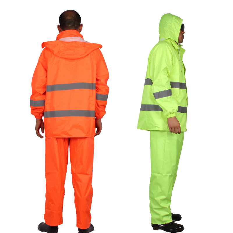 环卫清洁工分体反光雨衣雨裤套装交通安全道路施工警示工作服透气