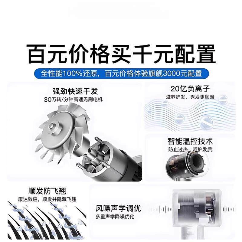 苏宁吹风机家用负离子护发速干静音戴高速吹头发风筒家电2872Z