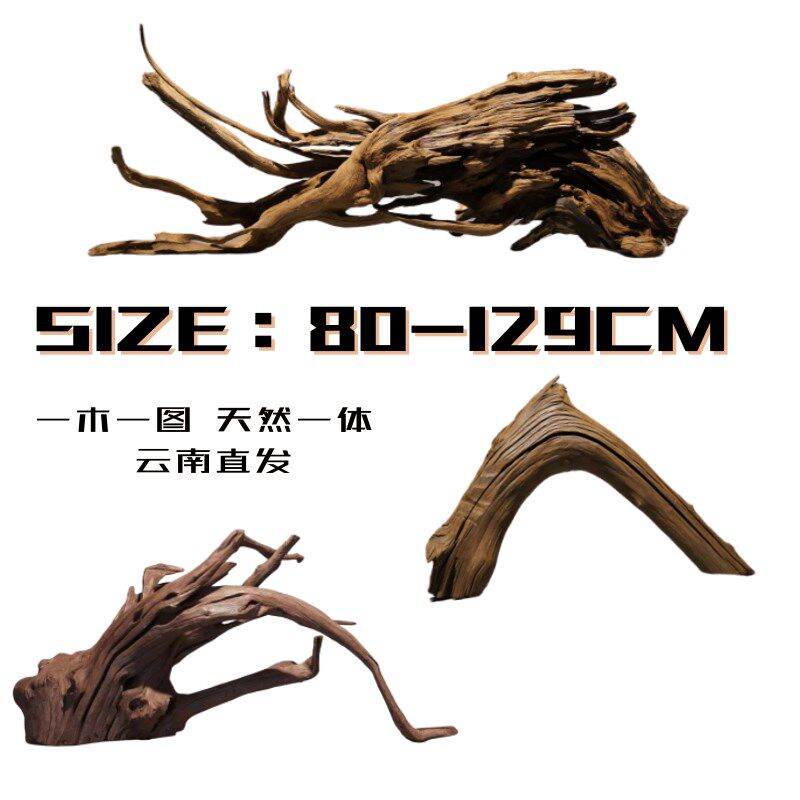 精品南美紫柚木80-129CM拱桥鱼缸造景多枝纹理沉木实木