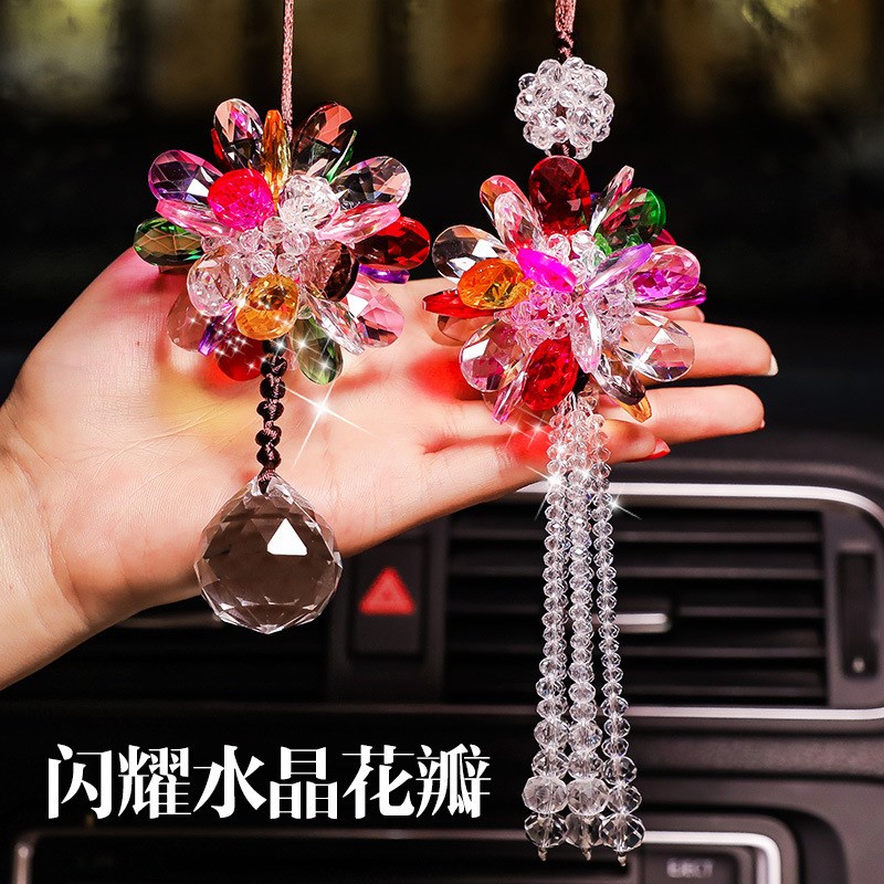水晶汽车挂饰车载挂件车饰装饰用品水晶球工艺礼品水晶莲花挂件