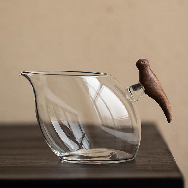 喜上眉梢 日式木把玻璃公道杯功夫茶具分茶器断水好通透精致高