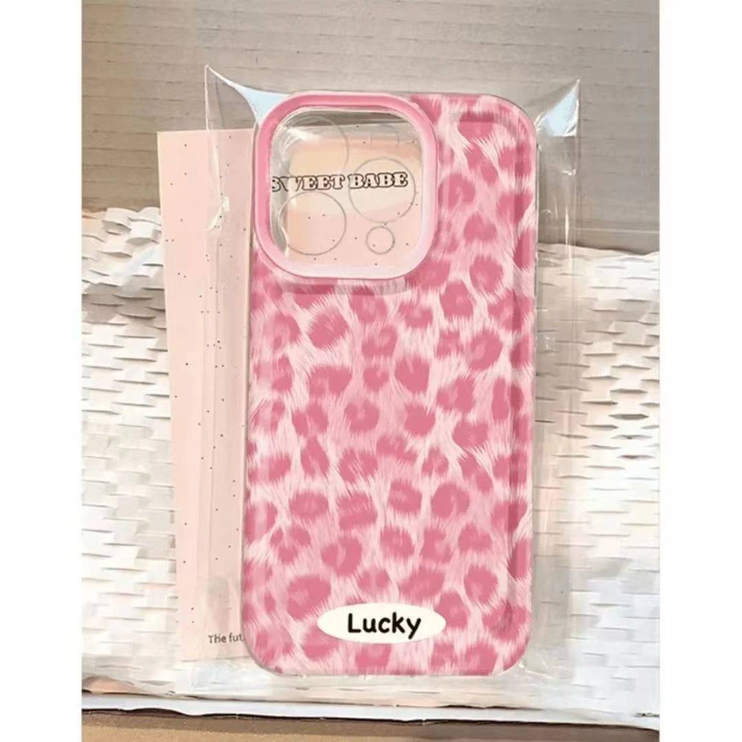 粉嫩豹纹适用苹果17pro手机壳iphone13promax透明12小众简约15华为mate70新款pura70小米14情侣17任意机型k90