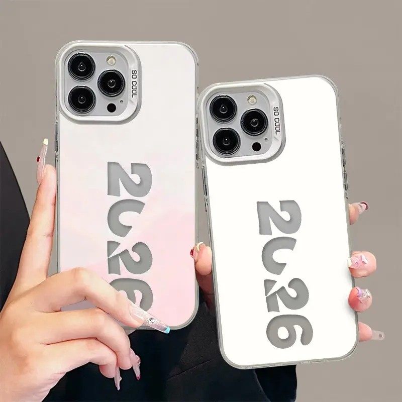 2026文字渐变适用苹果17promax元气手机壳iPhone17/16/15/14/13pro小众创意vivo通用P70小米17oppo防摔磨砂套