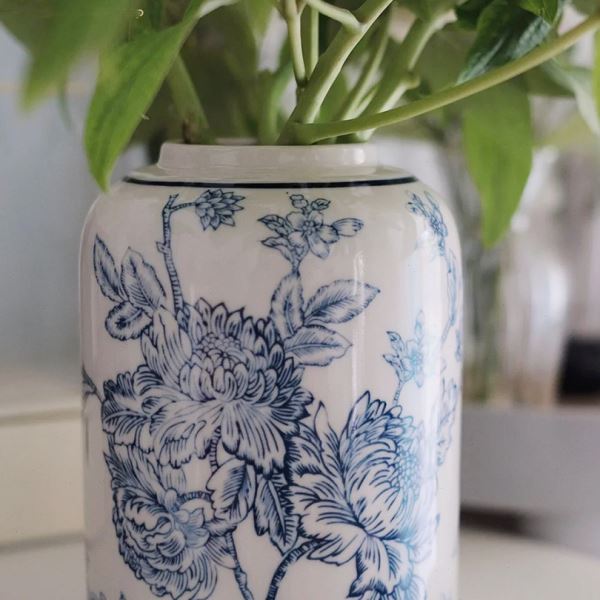 青花瓷陶瓷花中式客厅插花花器玄关餐桌复古装饰品新中式摆件