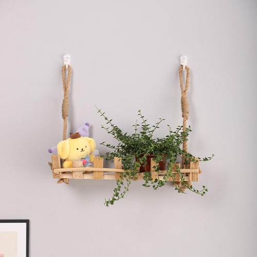北欧墙上置物架免打孔挂墙壁挂式收纳隔层板装饰架子实木书架墙面