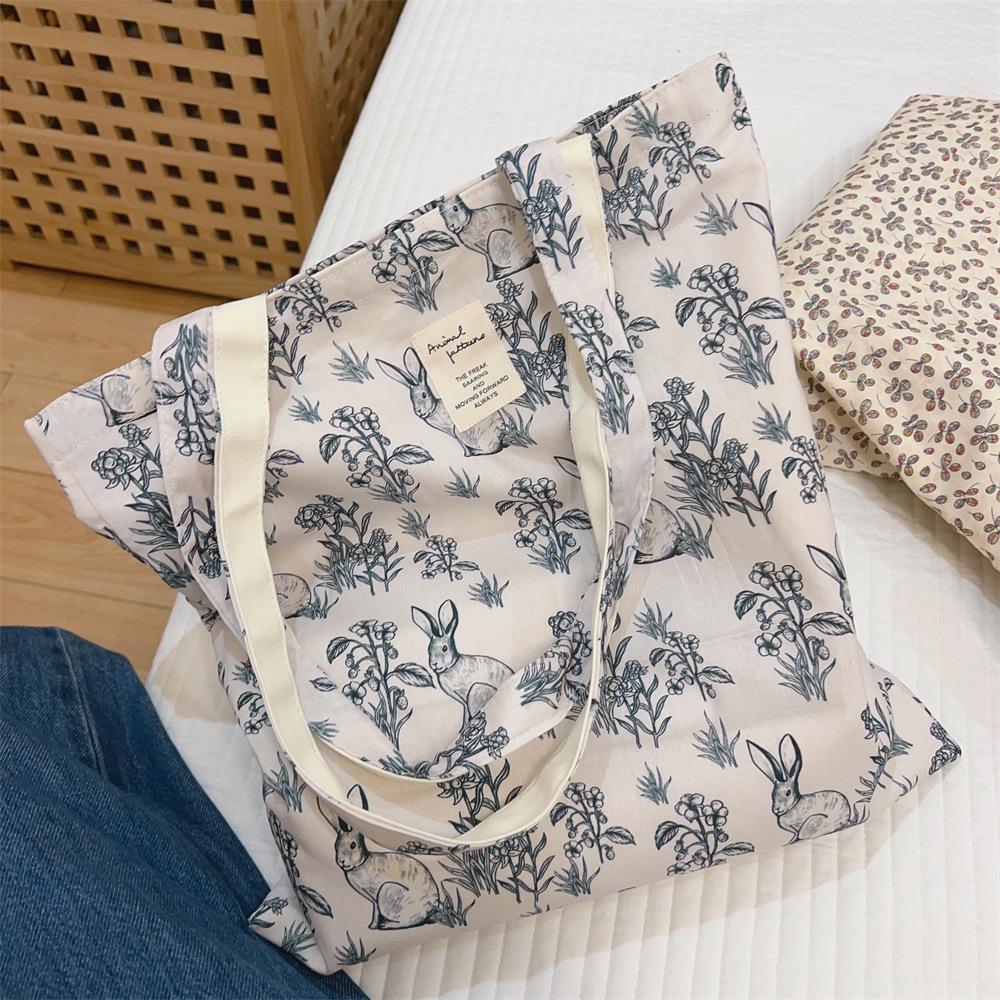 素雅二带单肩棉布袋帆布包 文艺简约女士书袋大容量