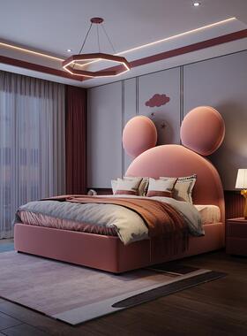 极简主义大师儿童床女孩公主床粉红色米老鼠床网红意大利轻豪华面