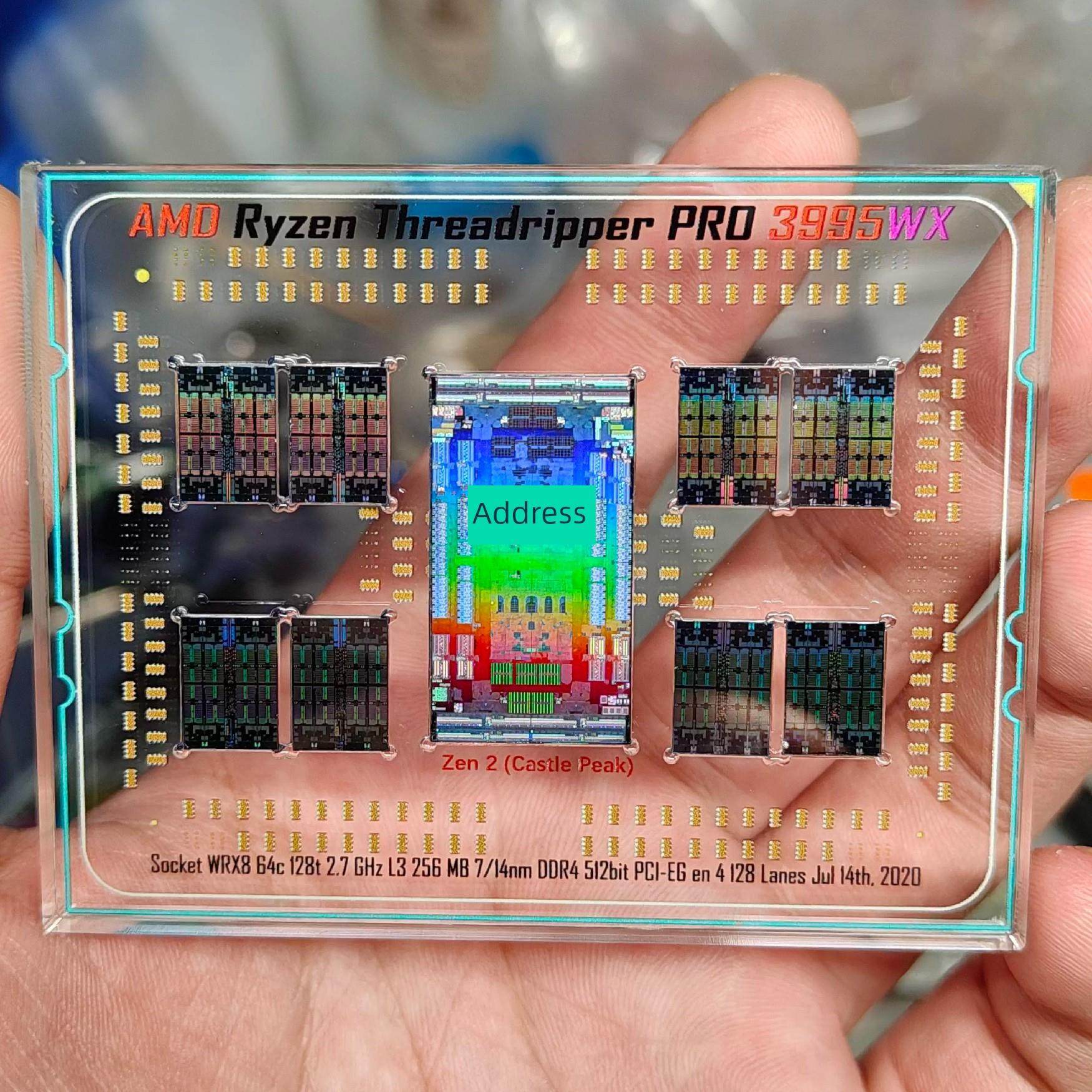 AMD 线程撕裂者3995wx CPU晶圆核心摆件收藏硅片半导体电脑滴胶