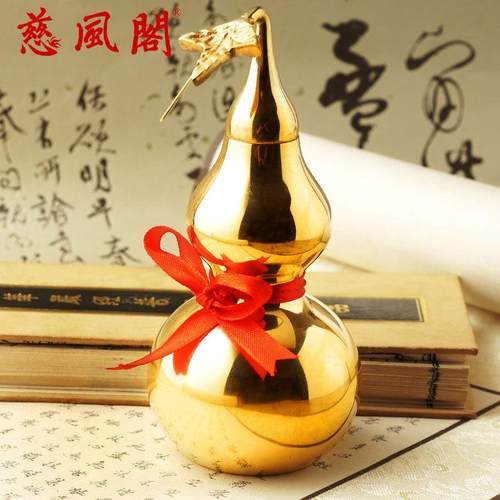 慈风阁黄铜葫芦摆件有盖铜葫芦大小号八卦铜葫芦可代洒净吉祥家居