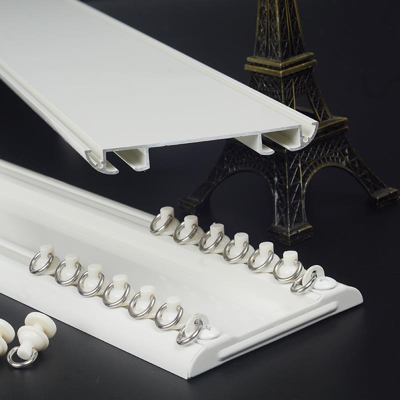 法瑞尔超薄连体双轨简约窗帘轨道杆静音窗帘盒内开飘窗滑道免打孔