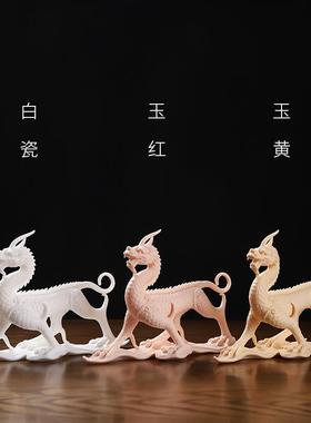 东方泥土新中式陶瓷四大神兽青龙白虎家居客厅酒柜书房博古架摆件