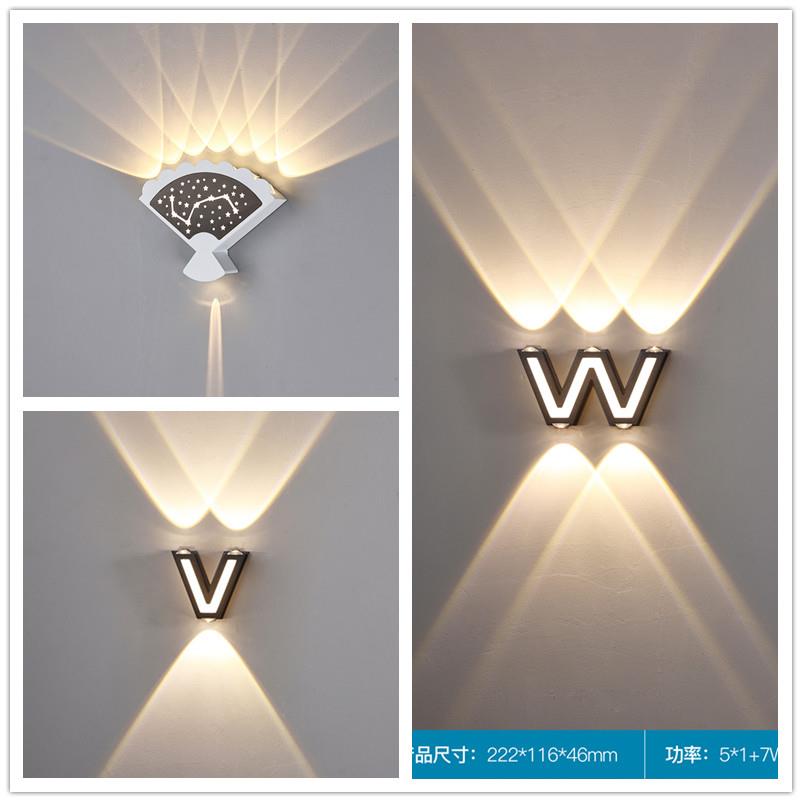 LED简约现代壁灯几何造型庭院线 线条灯唯美字母灯符号标记背景装