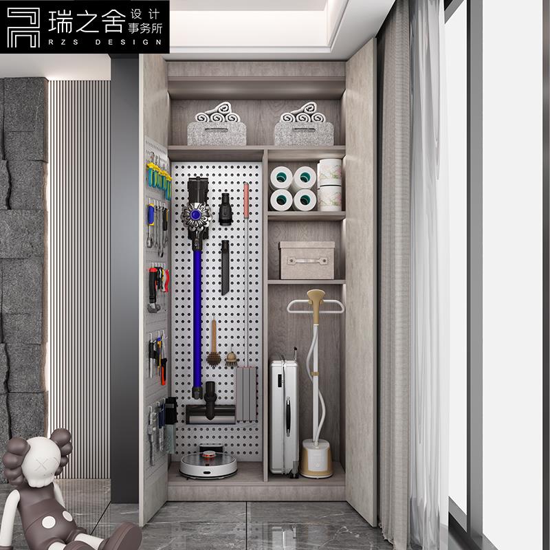 轻奢阳台家政柜现代简约家用吸尘器收纳柜大容量工具保洁柜储物柜