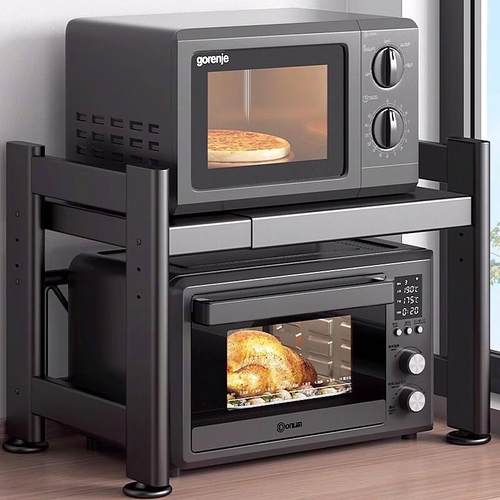 绩家可伸缩加厚微波炉置物架家用厨房多功能台面烤箱多层收纳层架