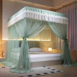 落地宫廷蚊帐加密加厚支架家用卧室公主风床幔三开门纹账 2024新款