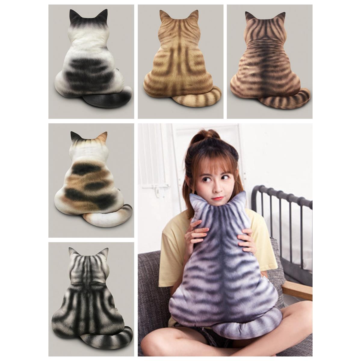 背影猫咪抱枕公仔可爱毛绒靠枕韩式女生卡通大码中号沙发网红靠垫