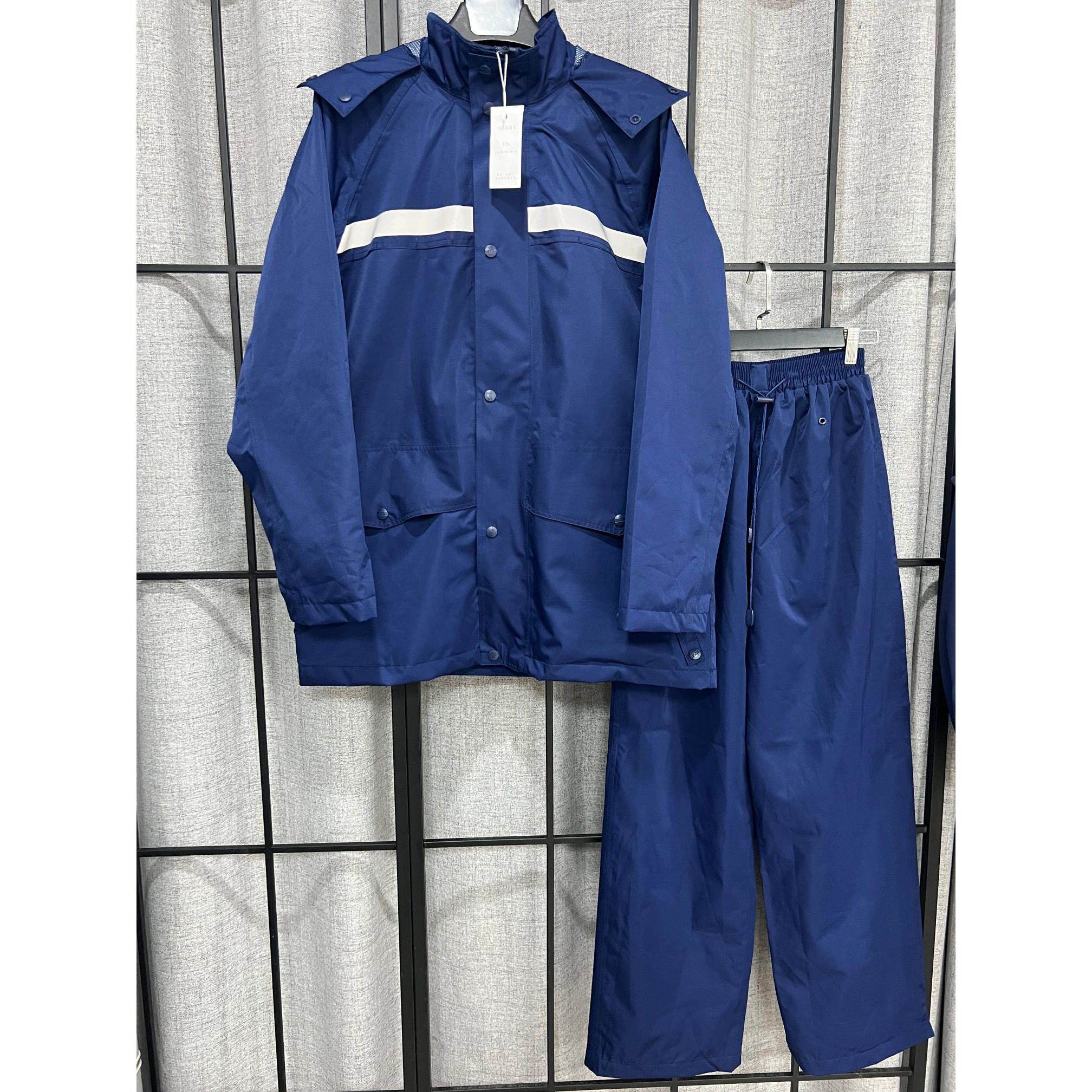 新式两件式雨衣套装深蓝衣雨裤抢险救援雨衣带内网