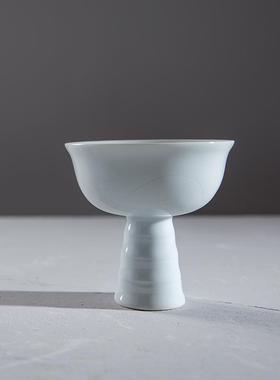 仿古瓷器 复古明永乐风格 甜白釉高足杯 酒杯 古玩摆件藏陈设507