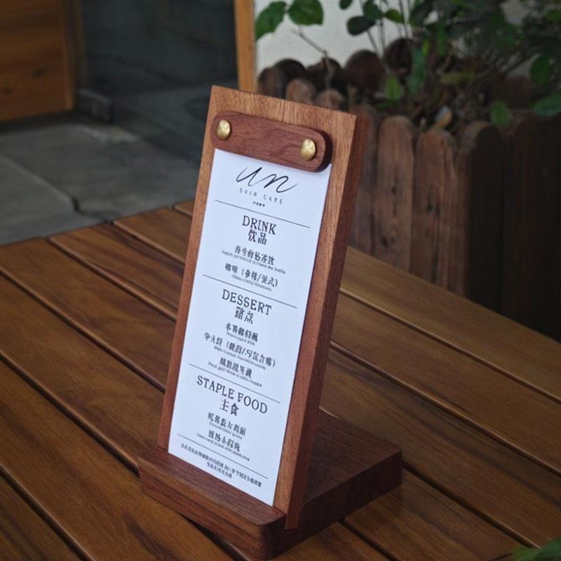 实木菜单夹板立式餐厅文件板夹咖啡垫板胡桃木木质账单