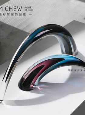 高档轻奢抽象牛角水晶桌面摆件现代简约艺术品样板间客厅软装饰品