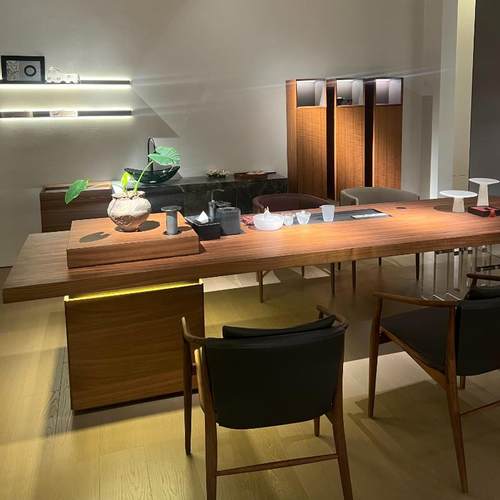 新中式实木桌椅组合高端泡茶台办公室简约现代家用意式轻奢茶几