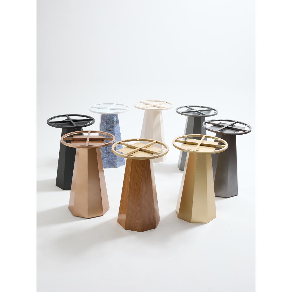 轻奢腿餐岩板茶几边几T子圆形洽谈桌支架腿铁艺桌腿大理石桌腿