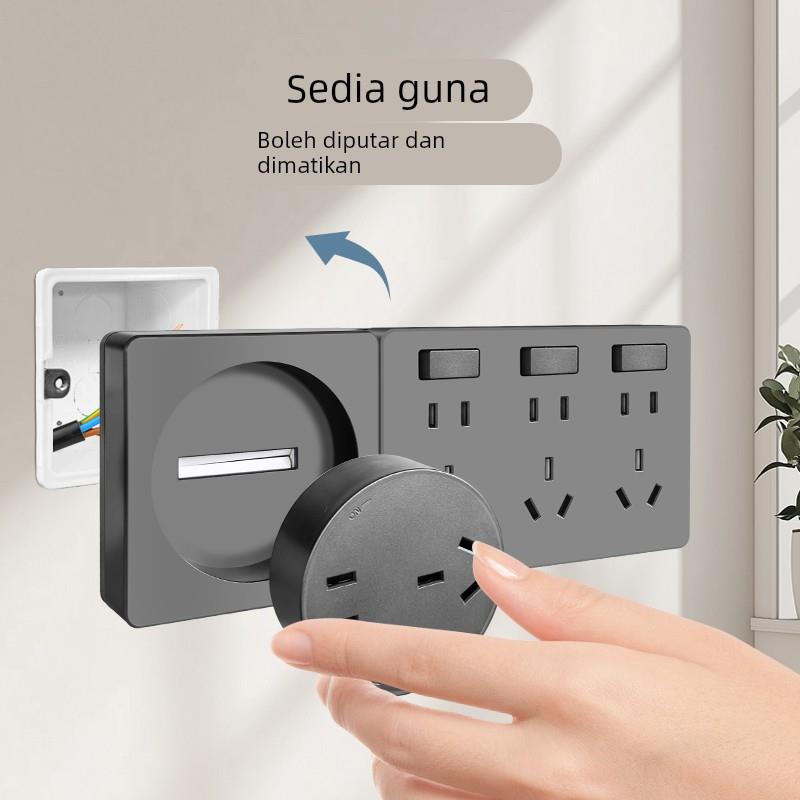 86型多功能扩展插座墙壁拓展转换器多孔位无线插排原位替换接线板