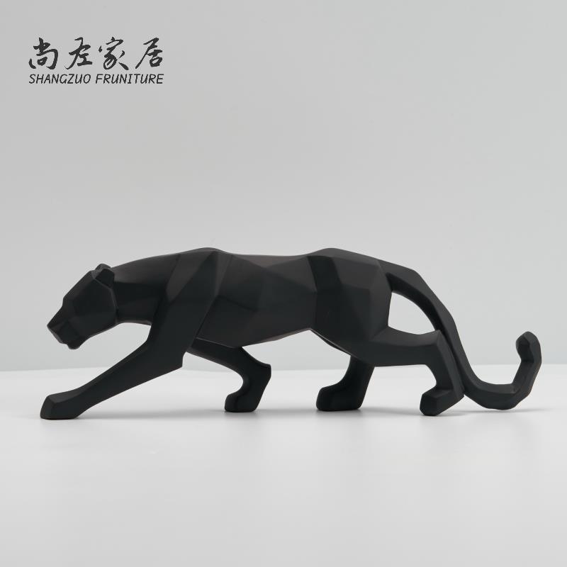 几何切面豹子树脂工艺品猎豹摆件北欧家装轻奢创意客厅家居饰品