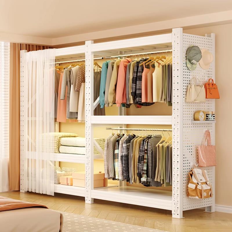 货架衣柜家用卧室钢制挂衣架出租房衣帽架开 放式衣橱收纳层架置