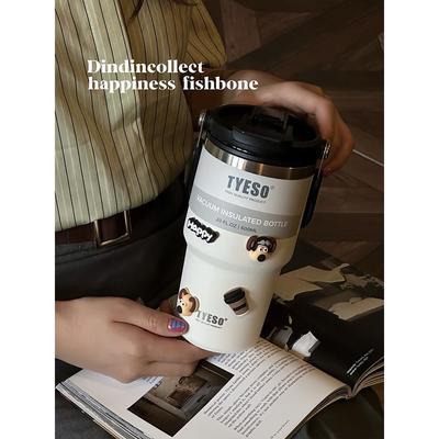 tyeso泰硕手提咖啡保温杯女生大号大容量1000ml杯子吸管随行水杯