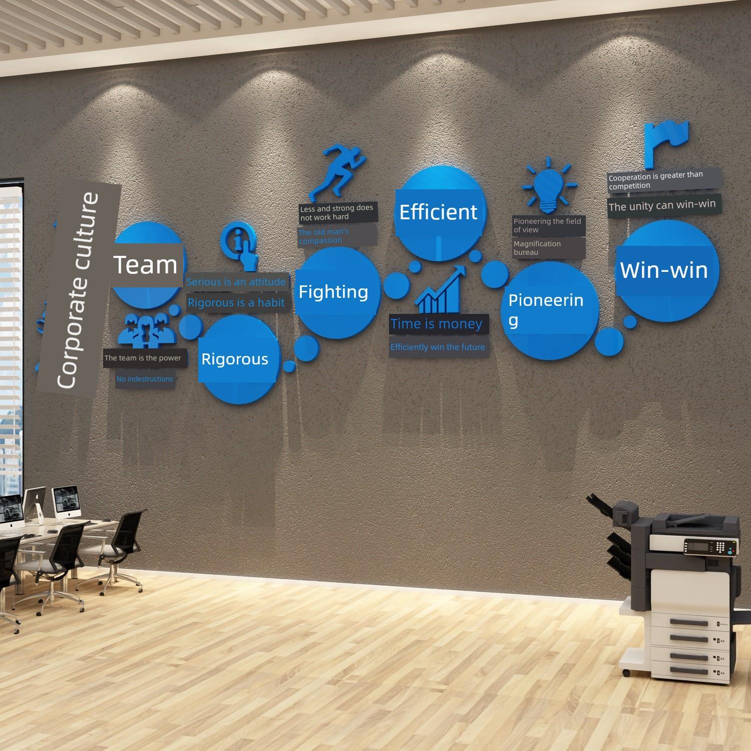 企业文化办公室司墙面装饰励志标语贴纸进门形象会议背景楼梯布置