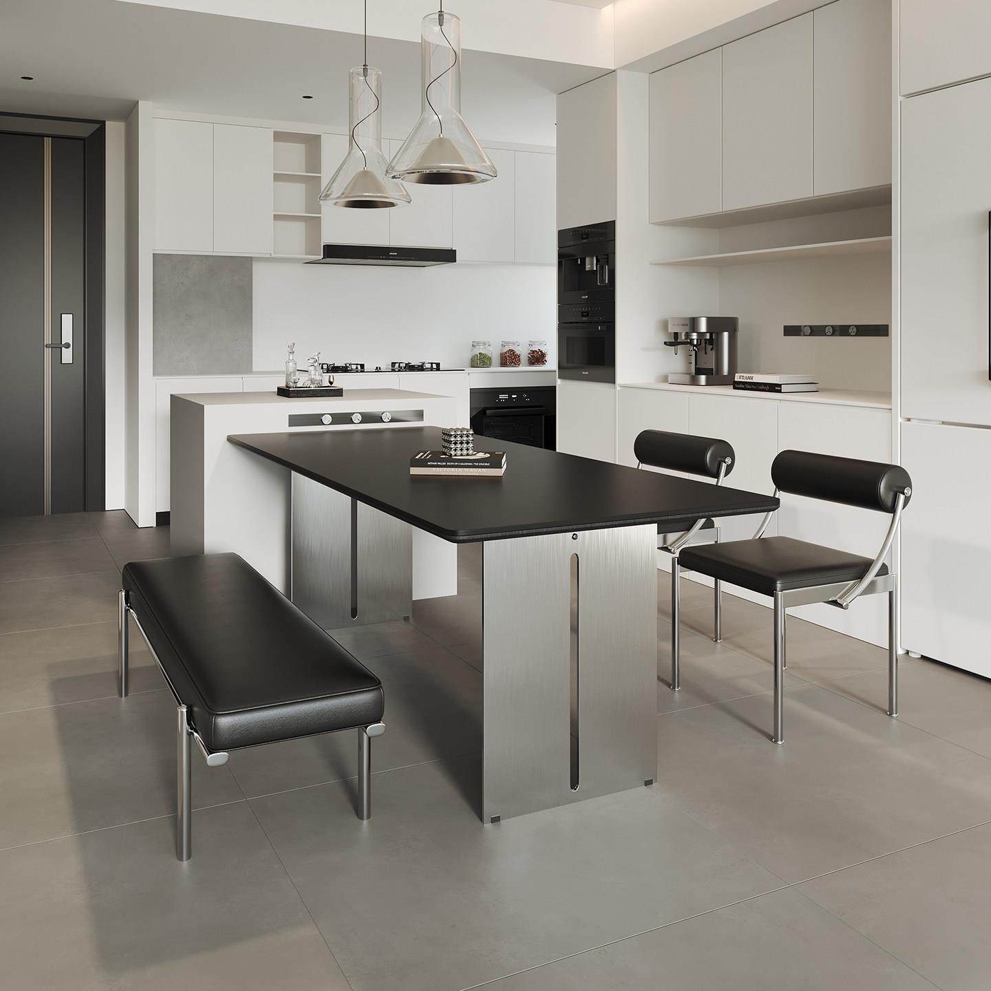 德利丰岩板不锈钢餐桌包豪斯家用餐厅饭桌极简长方形餐桌椅银武士,住宅家具,岩板餐桌,淘宝优惠券,粉丝福利购,淘宝优惠卷