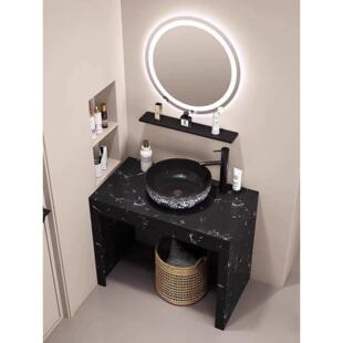 落地式新中式酒店柱盆立柱式洗漱台民宿台上盆洗脸池卫生间大理石