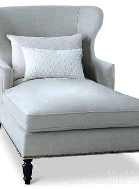 美式贵妃椅地中海布艺田园贵妃榻欧式简约卧室躺椅双人沙发贵妃椅