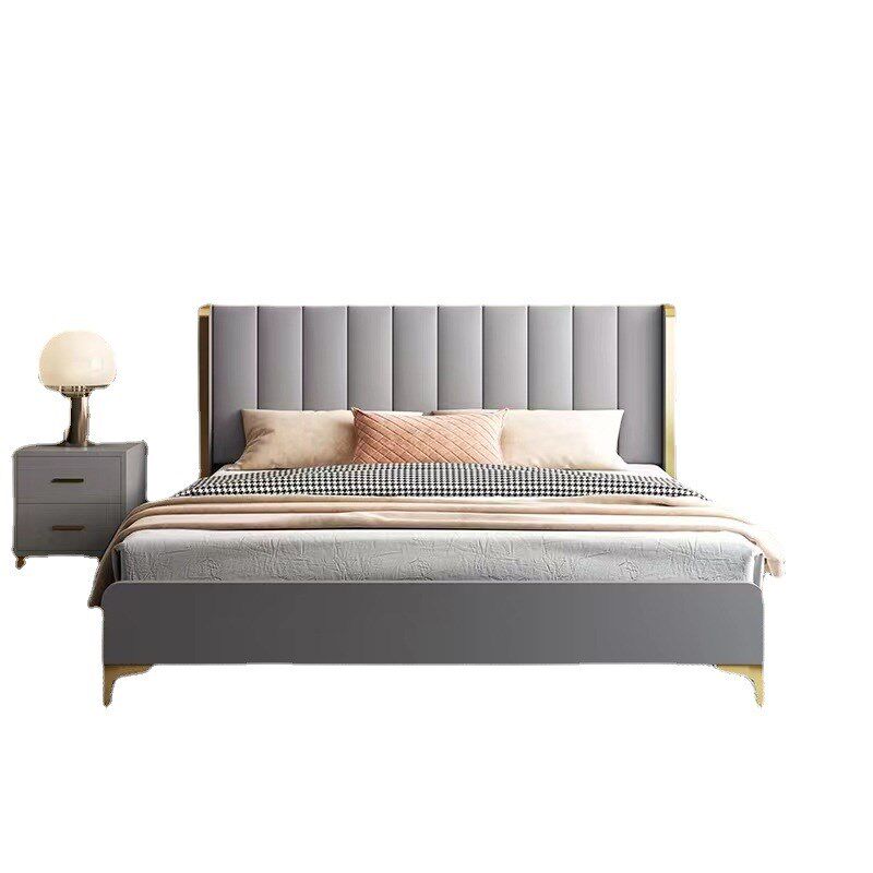 简欧轻奢软包床实木床现代简约双人床出租屋单人床酒店用床