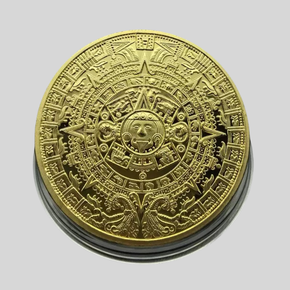 玛雅太阳神纪念币外国币金字塔纪念章浮雕把玩创意礼品徽章外币