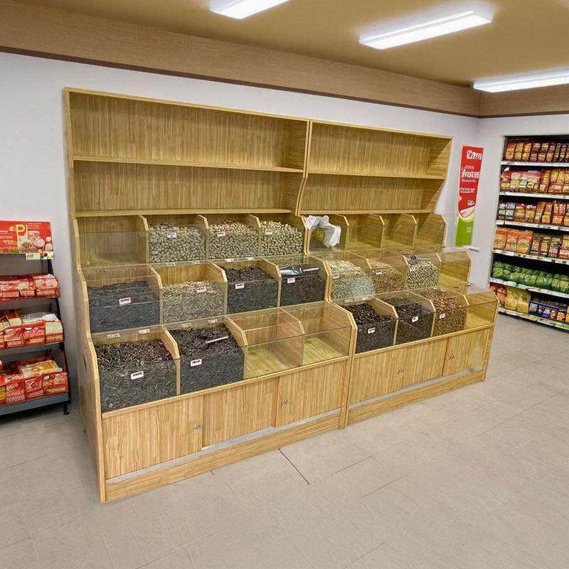 超市货架干果炒货店展示架五谷杂粮展示柜炒货货柜置物架靠墙展柜