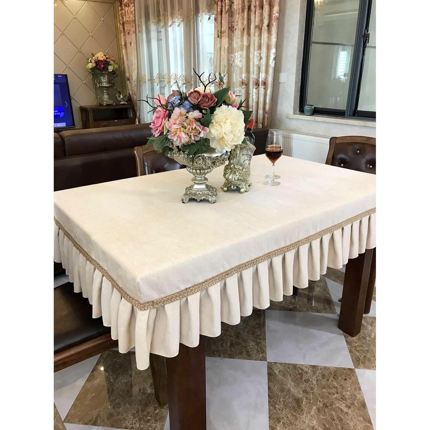 休闲现代纯色矩形餐桌套家用可折叠椭圆形桌子桌布织物咖啡桌套冬